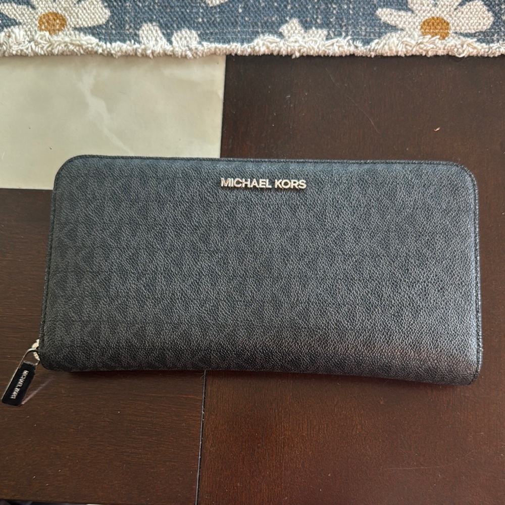 Michael Kors Charcoal Zip-Around Wallet